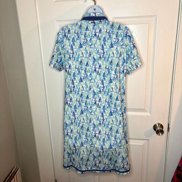 CABANA LIFE Upf 50 Nautical Sailboat Twill Tape Mini Dress Caftan Blue L NWT - Picture 9 of 11